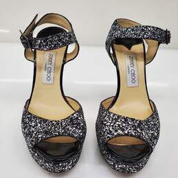 Jimmy Choo London Women's Glittery Platform Open Toe Heels Size 9 w/COA