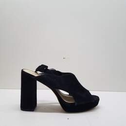 Vince Camuto Jeangel Black Suede Slingback Chunky Heels Shoes Size 11 M
