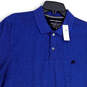 NWT Mens Blue Pique Short Sleeve Collared Button Front Polo Shirt Size XL image number 3