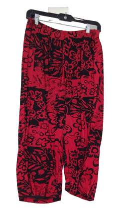Womens Red Black Floral Elastic Waist Casual Pajama Pants Size 2 alternative image