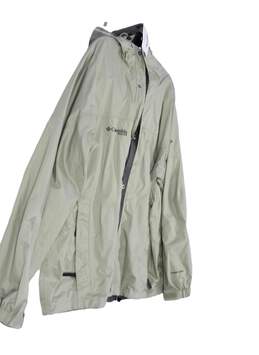 Mens Beige Long Sleeve Hooded Pockets Rain Jacket Size Large alternative image