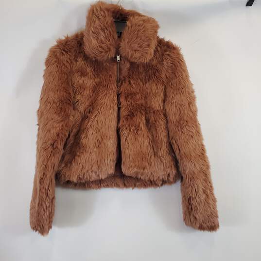 Abercrombie & Fitch Women Brown Faux Fur Coat S NWT image number 1