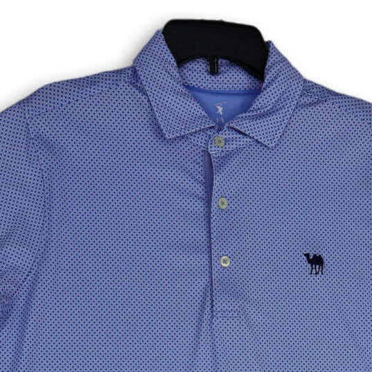 NWT Mens Blue Polka Dot Spread Collar Short Sleeve Golf Polo Shirt Size M image number 3