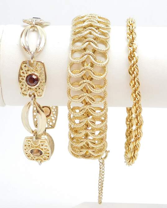 Vintage Goldette, Monet & Sarah Coventry Gold Tone Bracelets 59.3g image number 1