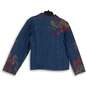 NWT Coldwater Creek Womens Multicolor Embroidered Long Sleeve Denim Jacket Sz L image number 2