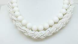 VNTG Lisner & Fashion White Clip-On Earrings Beaded Necklaces & Flower Bracelet alternative image