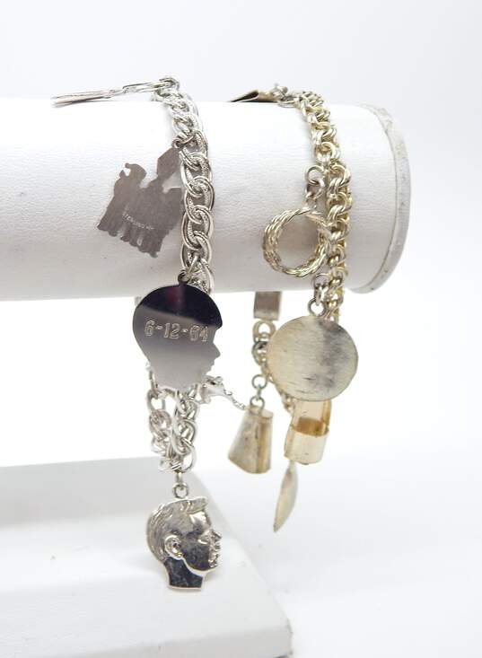 Vintage & Contemporary 925 & Silver Tone Variety Themed Charms On Bracelets 36.3g image number 4