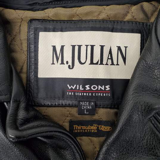 NWT Wilson's MN's Mr. Julian Black Genuine Leather Quilted Thinsulate Lining Button Jacket  Size  L image number 3