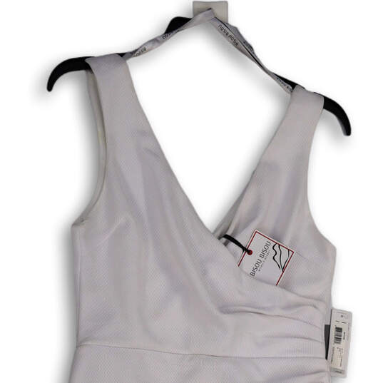 NWT Womens White Wrap V-Neck Asymmetric Hem Sleeveless Bodycon Dress Size 8 image number 1