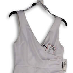 NWT Womens White Wrap V-Neck Asymmetric Hem Sleeveless Bodycon Dress Size 8