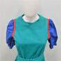 Vintage JC Penney Women's Teal Blue Color Block Red Trim Cotton Dress image number 5