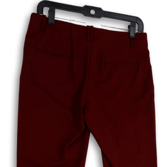 Womens Red Flat Front Straight Leg Slash Pocket Formal Dress Pants Size 4 image number 4