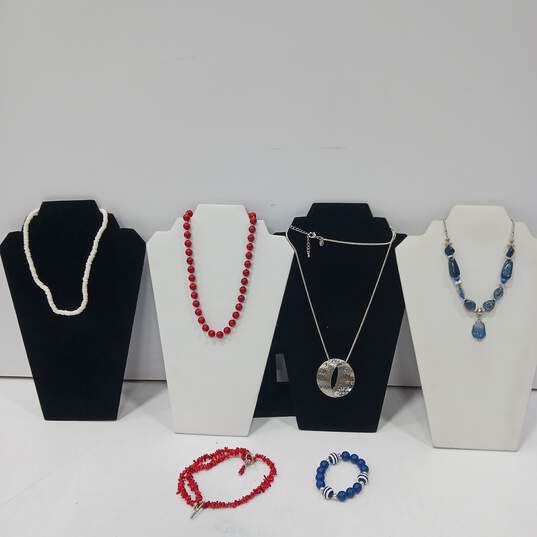6pc Red, White and Blue Jewelry Bundle image number 1