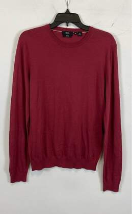 Hugo Boss Womens Red Cotton Slim Fit Long Sleeve Crew Neck Pullover Sweater Sz M