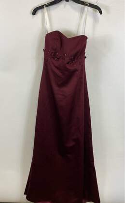 David's Bridal Womens Maroon Sleeveless Spaghetti Strap Long Maxi Dress Size XS