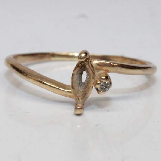 10K Yellow Gold Moissanite Accent Ring Size 7.25 FOR SETTING - 1.25g image number 2