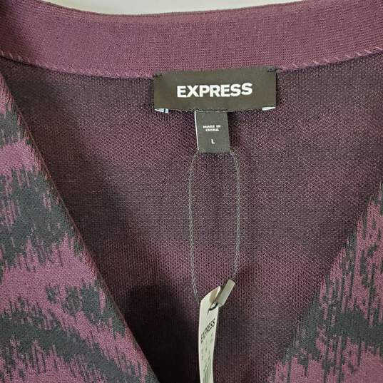 Express Women Black Purple Cardigan NWT sz L image number 3