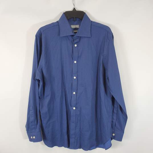 Michael Kors Men Blue Slim Fit Button Up Sz L image number 1