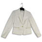 Womens White Peak Lapel Long Sleeve Single Breasted One Button Blazer Sz 6P image number 1