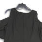 Womens Black Beaded Short Sleeve Cold Shoulder Back Zip Shift Dress Sz 20W image number 3