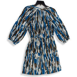 Womens Blue Gray Abstract Long Sleeve Knee Length Wrap Dress Size 2P alternative image
