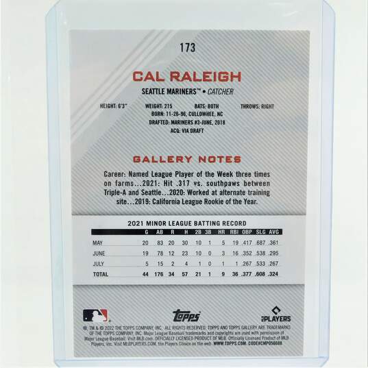 2022 Cal Raleigh Topps Gallery Rookie Seattle Mariners image number 3