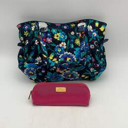 Vera Bradley And Ralph Lauren Womens Blue Floral Handbag With Pink Wallet