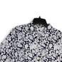 NWT Womens White Navy Floral Spread Collar Long Sleeve Button-Up Shirt XL image number 3