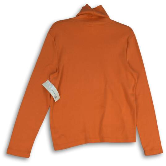 NWT Jones New York Womens Orange Turtleneck Long Sleeve Pullover T-Shirt Size PL image number 2