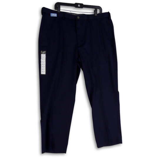NWT Mens Blue Stretch Flat Front Classic Fit Khaki Pants Size 40x29 image number 1