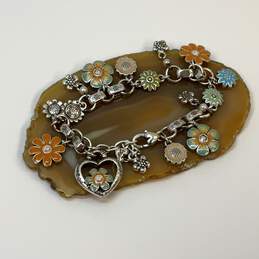 Designer Brighton Silver-Tone Lobster Engraved Orchard Flower Charm Bracelet