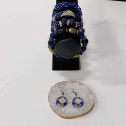 Dark Blue & Rhinestones Fashion Costume Jewelry Assorted 5pc Lot