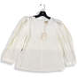 NWT Womens White 3/4 Sleeve Round Neck Blouse Top Size Medium image number 1