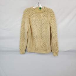 Mary Smith Vintage Beige Wool Cable Knit Sweater MN Size M