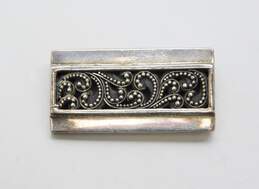 Lois Hill Sterling Silver Dotted Scroll Rectangle Brooch 17.0g