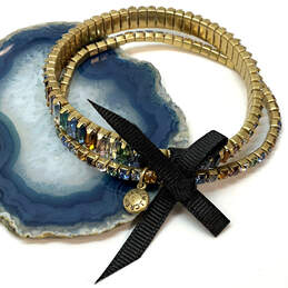 Designer J. Crew Gold-Tone Multicolor Crystal Cut Stone Wrap Bracelet Set