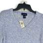 NWT Womens Blue Cable-Knit Long Sleeve V-Neck Pullover Sweater Size Medium image number 3