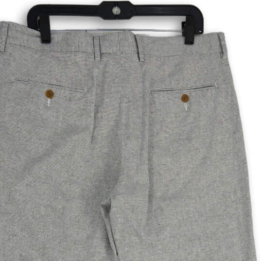 NWT Mens Gray White Striped Slash Pocket Straight Leg Dress Pants Size W36 L30 image number 4
