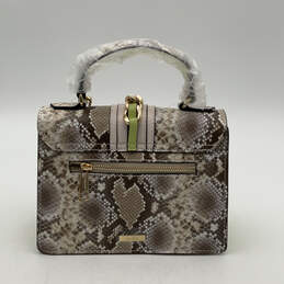 NWT Womens Green Gray Leather Animal Print Tassel Turn Lock Satchel Bag alternative image