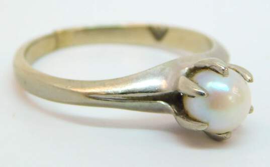 Vintage 10K White Gold Pearl Ring- For Repair 2.0g image number 3
