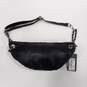 Badgley Mischka Black Vegan Leather Diamond Quilted Fanny Pack With Pearls NWT image number 3
