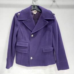 Women's Michael Kors Purple Wool Pea Coat Sz XL