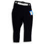 NWT Womens Black Elastic Waist Flat Front Active Fit Capri Pants Size M image number 1