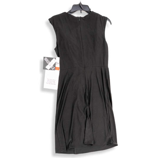 NWT Womens Black Pleated Sleeveless Back Zip Knee Length A-Line Dress Small image number 2