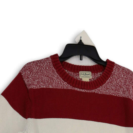 Mens Red White Striped Crew Neck Long Sleeve Pullover Sweater Size L-Reg image number 3