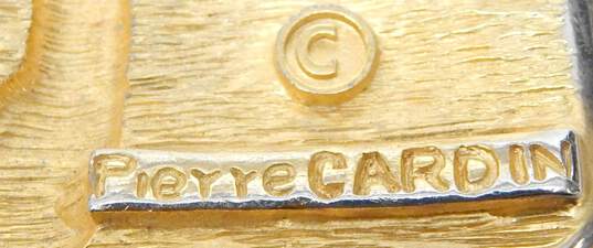 Vintage Pierre Cardin Goldtone & Silvertone Modernist Abstract Hinged Rectangle Statement Pendant Cylinder Chain Necklace 127.3g image number 5