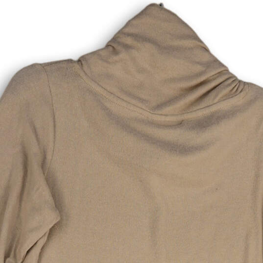 NWT Womens Beige Tight-Knit Long Sleeve Cowl Neck Pullover Sweater Size S image number 4