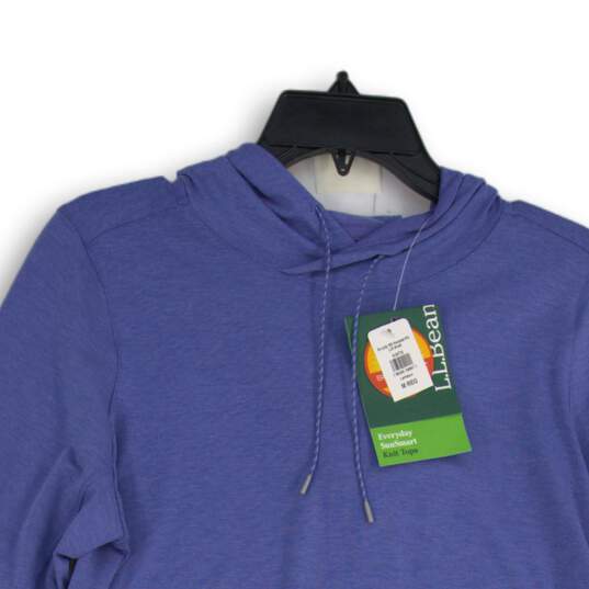 NWT L.L. Bean Womens Blue Hooded Long Sleeve Pullover Activewear Top Size M image number 3