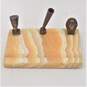 Vintage Marble Desk Top Egyptian Theme Brass Accent Pen Holder image number 1