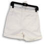 NWT Womens White Flat Front Light Wash Cuffed Denim Mom Shorts Size 2/26 image number 2